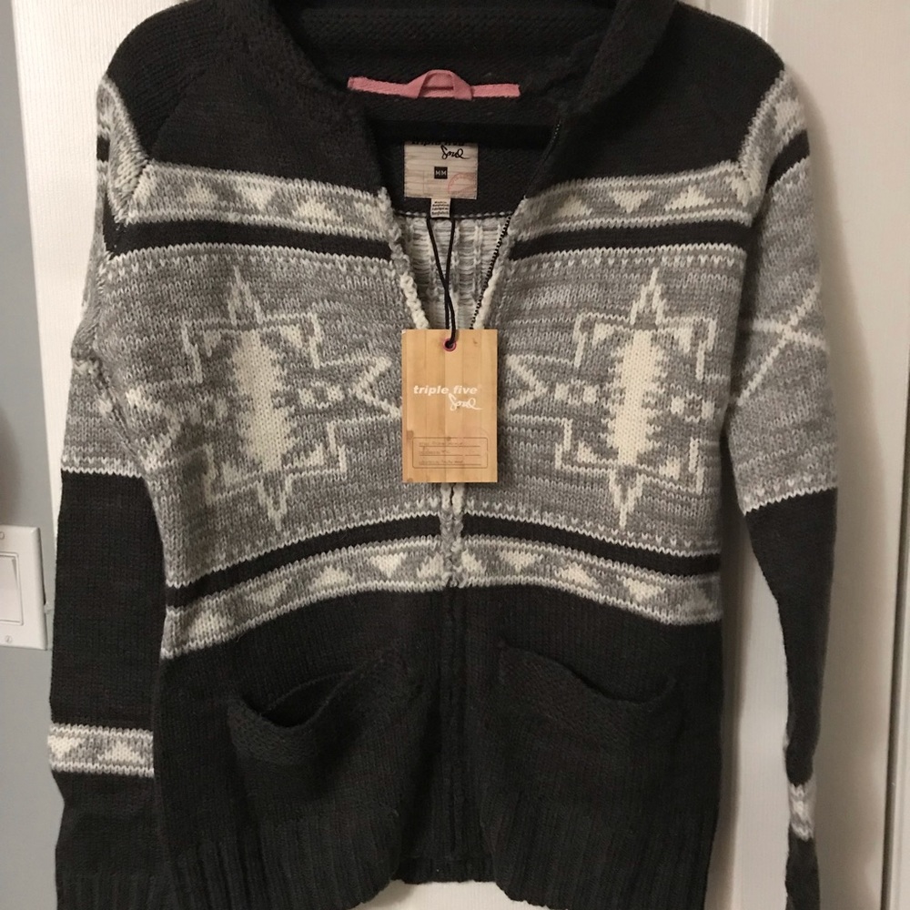 Triple Five Soul Zip Sweater Sz Medium